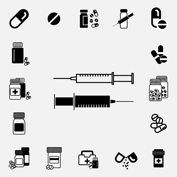 黑白注射器图标图片下载
