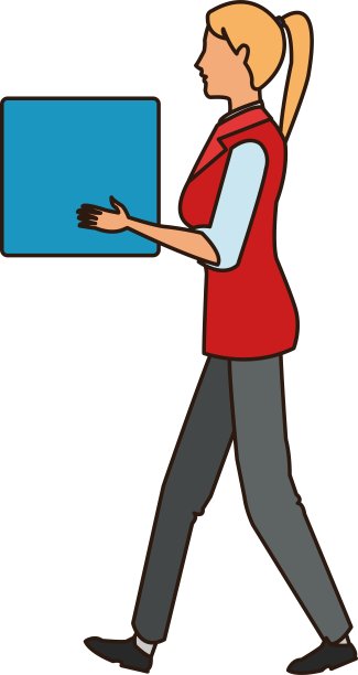 孤立女性卡通盒设计图片下载