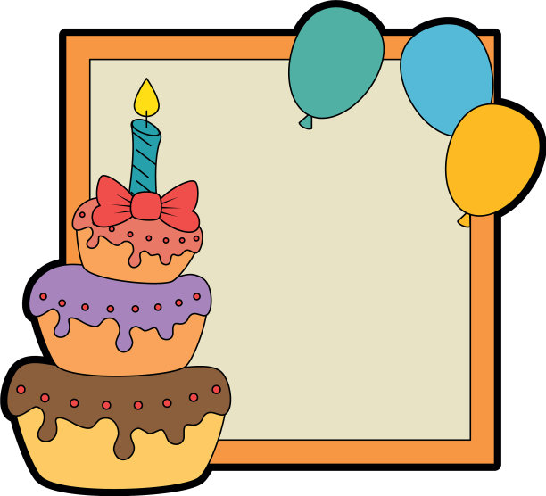 有蜡烛和气球的美味蛋糕图片下载