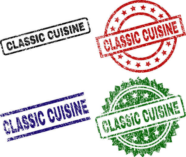 Grunge纹理经典美食邮票印章图片下载