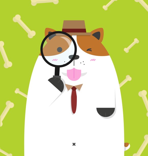 可爱的杰克罗素大胖狗侦探图片下载