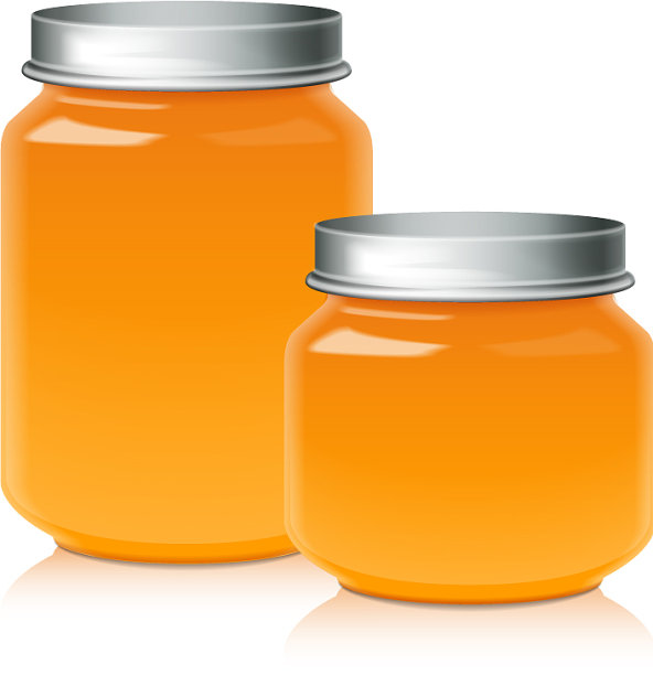 一套玻璃罐的蜂蜜，果酱，果冻或婴儿图片下载