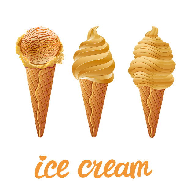 一套不同形状的黄色冰淇淋图片下载