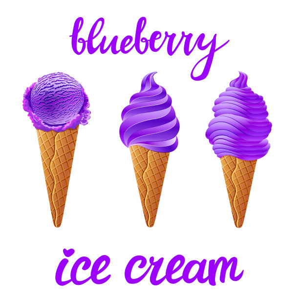 一套紫色的冰淇淋和紫色的蓝莓图片下载