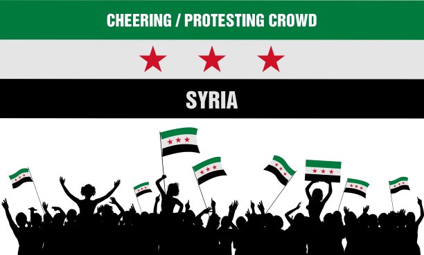 欢呼或抗议的叙利亚人群图片下载