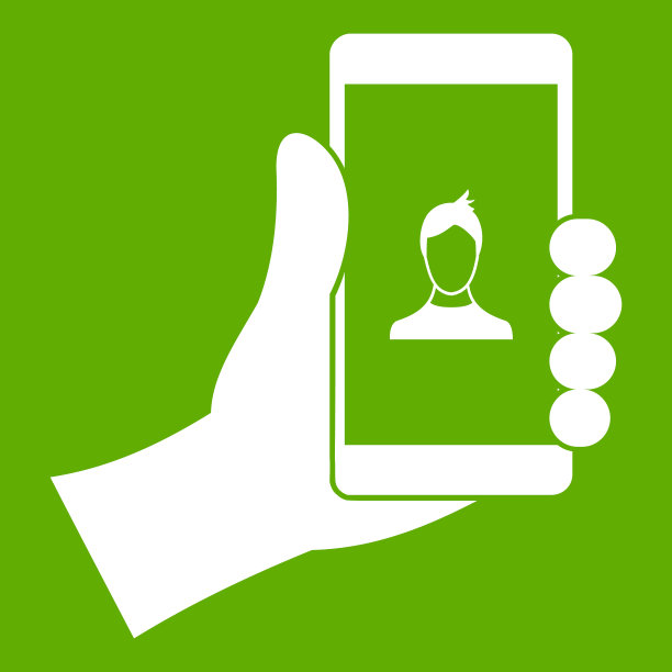 手持智能手机与照片图标绿色图片下载