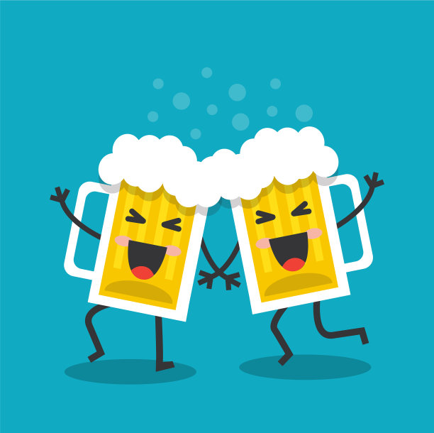 快乐的杯子和啤酒图片下载