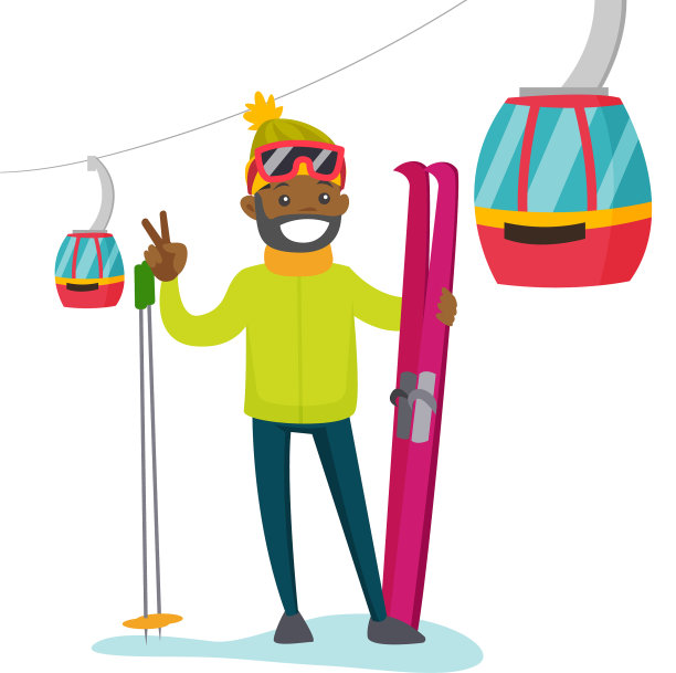 滑雪者在滑雪胜地索道的背景图片下载