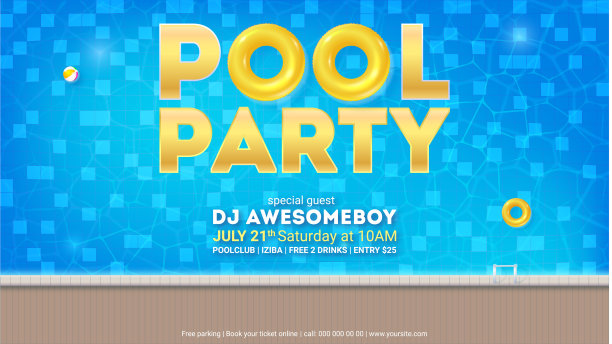 夏季派对在泳池邀请活动与图片下载
