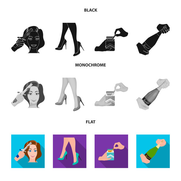 卷发，高跟鞋和其他网络图标图片下载