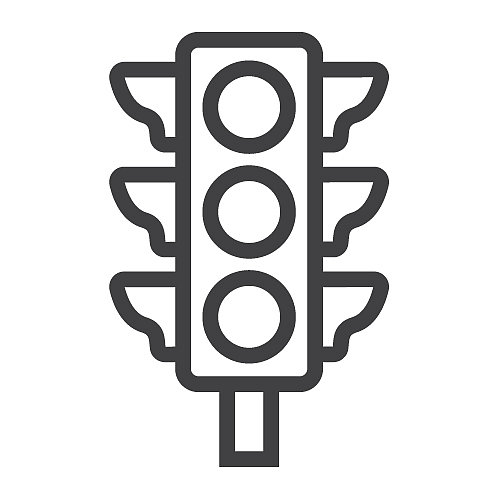 交通信号灯线条图标，停止信号与导航图片下载