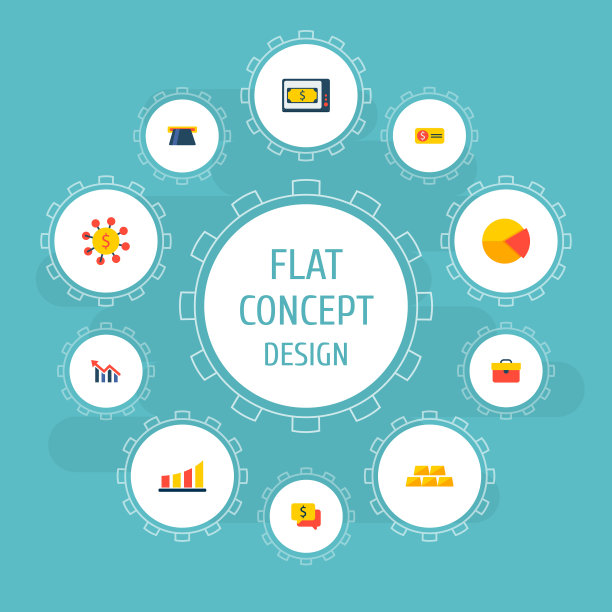 一套金融图标平风格符号与黄金图片下载