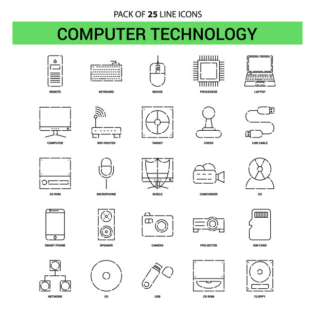 计算机技术线图标设置- 25虚线图片下载