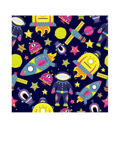 卡通无缝图案与平面外星人图片下载