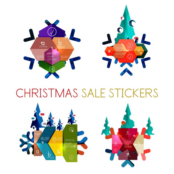 新年和圣诞节的纸标签贴纸图片下载