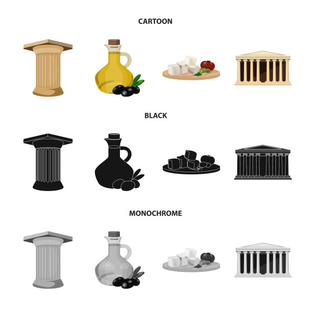 希腊国家传统地标希腊set图片下载