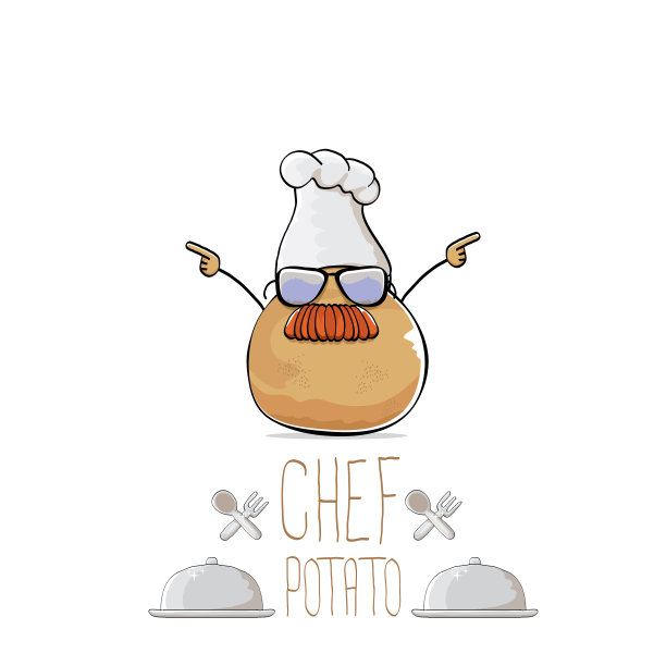 有趣的卡通可爱的棕色厨师土豆图片下载