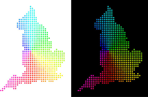 光谱像素化的英格兰地图图片下载