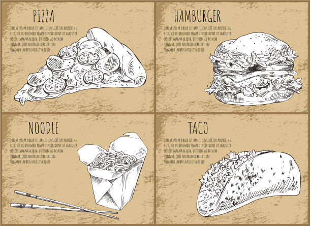 快餐披萨片套装图片下载
