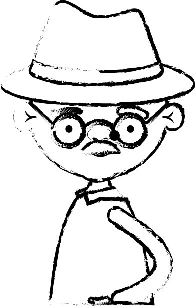 穿着衣服留着小胡子的半身老人图片下载