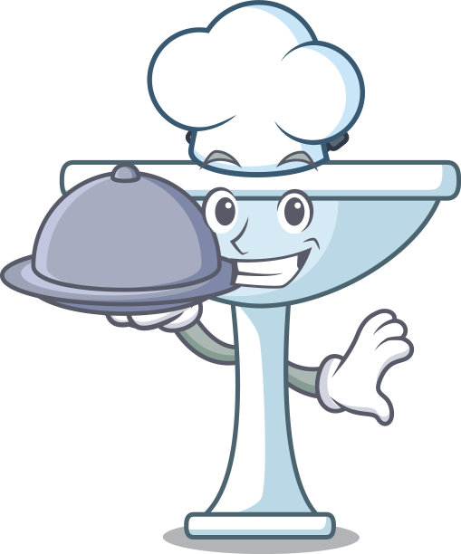 厨师用食物在浴室卡通水槽形状图片下载