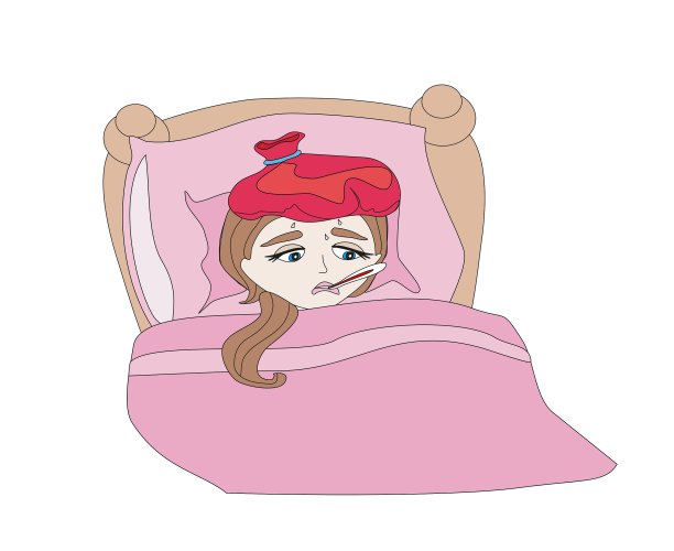 躺在床上的生病的女孩图片下载