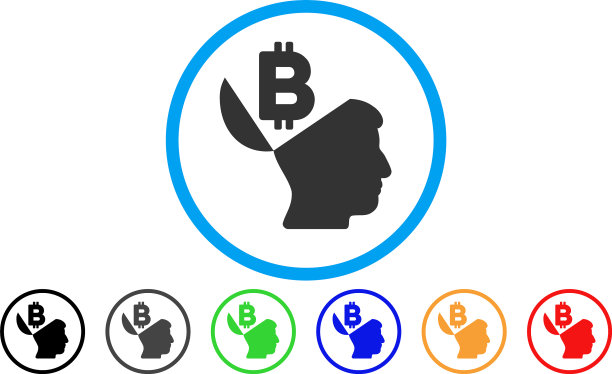 开放比特币头脑圆形图标图片下载
