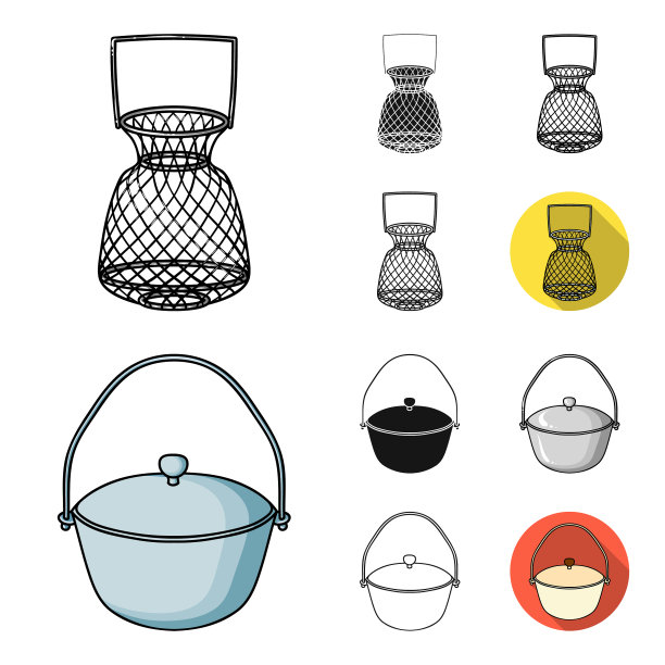 钓鱼和休息卡通黑扁平单色图片下载