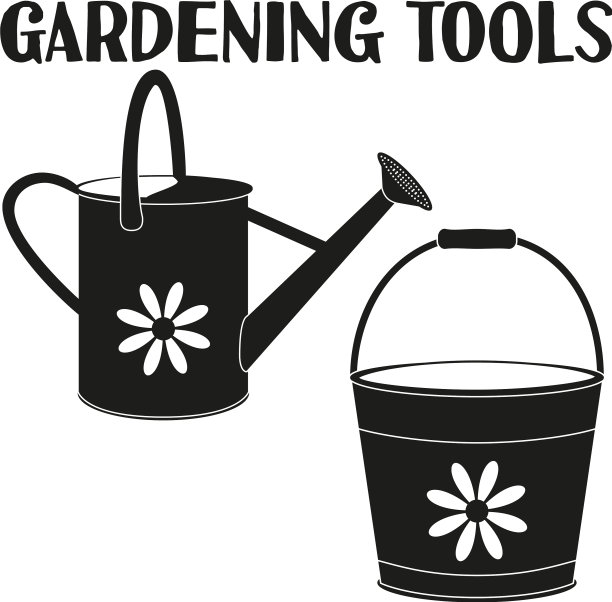 黑白花园浇水剪影集图片下载