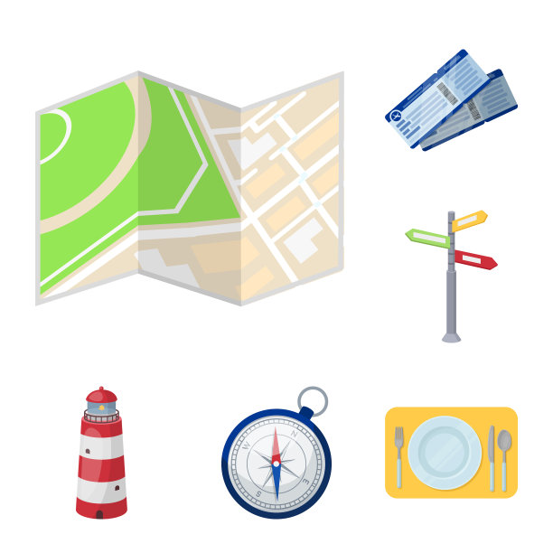 休息和旅行卡通图标集合图片下载