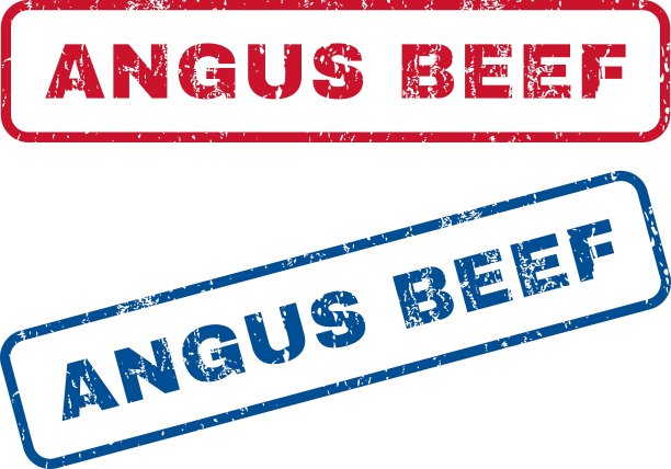 安格斯牛肉橡胶邮票图片下载