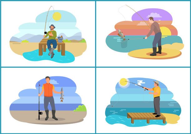 渔民从平台和岸上捕鱼图片下载