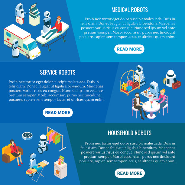 等距家庭服务机器人旗帜设置图片下载