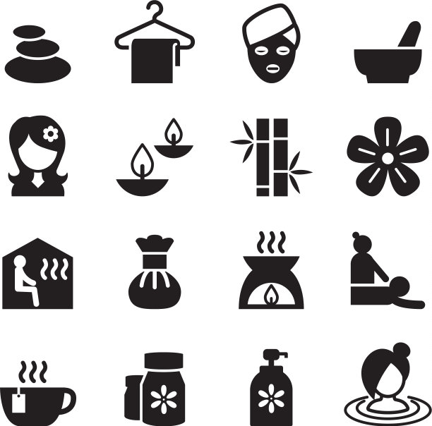 水疗美容健康按摩图标组2图片下载