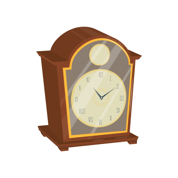 古老的时钟与木箱玻璃门和金色图片下载