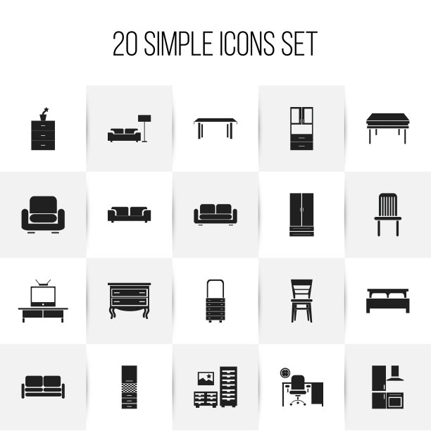 一套20可编辑的家具图标包括图片下载