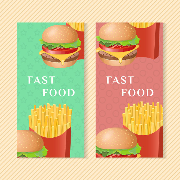 印有汉堡和炸薯条的快餐横幅图片下载