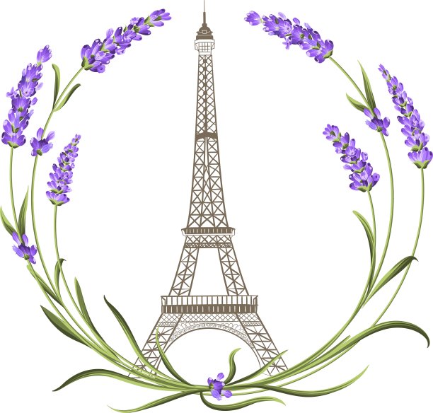 有薰衣草花的埃菲尔铁塔图片下载