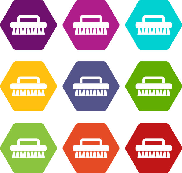 清洁刷图标设置颜色六面体图片下载