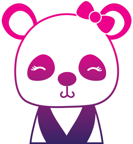 颜色剪影可爱和害羞的熊猫雌性图片下载