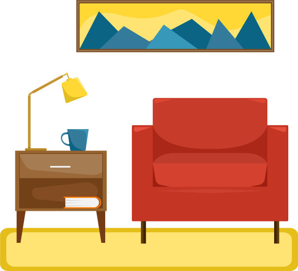 平铺客厅内部的扶手椅图片下载