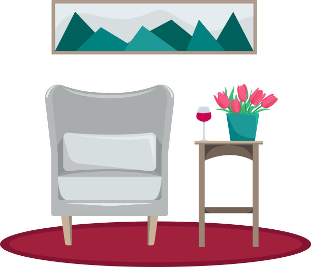 平铺客厅内部的扶手椅图片下载