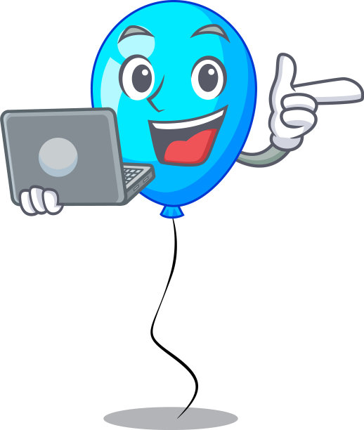 与笔记本电脑生日卡通气球蓝色形状图片下载