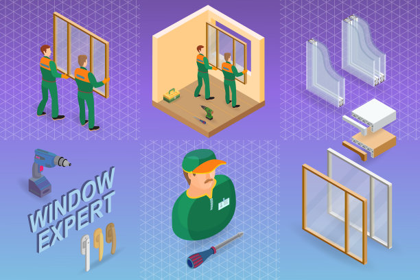 窗口安装服务等距概念图片下载