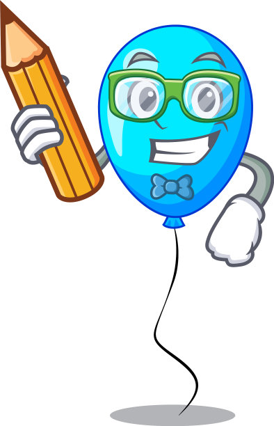 学生蓝色气球上的绳子图片下载