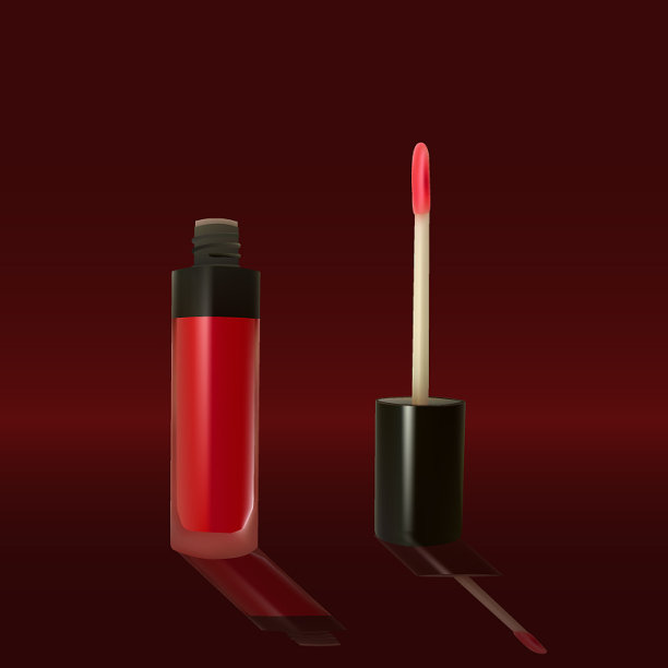 黑色背景上的红色唇彩图片下载