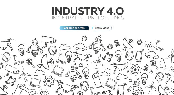 工业40旗帜智能工业革命图片下载