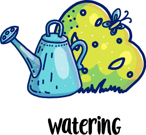 用盆栽和灌木浇水的概念图片下载