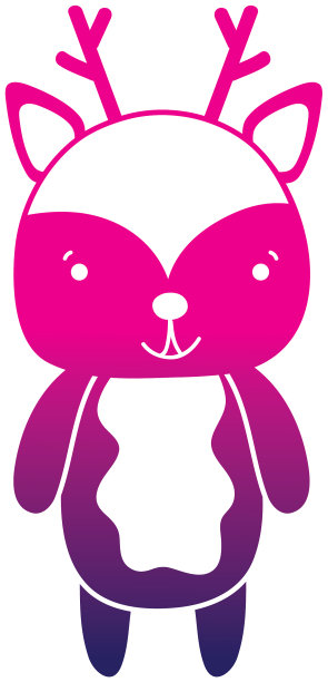 色彩剪影可爱和快乐的鹿野生动物图片下载