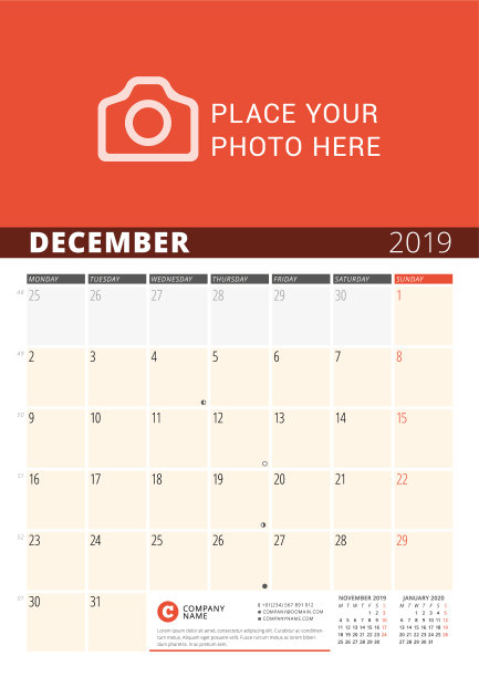 墙上日历计划2019年设计打印图片下载